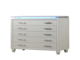 Perla 5 Drawer LED Chest Made with Wood in Milky White 659436134775