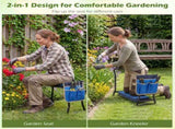 Blue 2-in-1 Garden Folding Stool Kneeler, 300LBS Capacity & Built-in Tool Pouch, Comfortable EVA 91592986