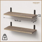 ZUN Rustic Wood Shelves Set of 2, Farmhouse Style Floating Shelf for Wall Décor, Hanging Shelves for W2181P194278