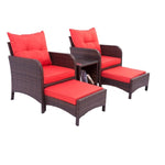 ZUN Wicker Patio Furniture Set,5 Pieces Outside Conversation Furniture Set with Ottoman,Cushions and 06593454