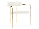 Contemporary Chair in Gold Metal and Cream Velvet - Set of 2 B202P223492