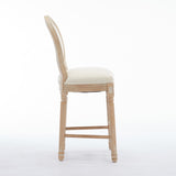 Solid Wood Bar stools Set of 2, Classic French Country Wooden Barstools with Upholstered Seating W1622P221395