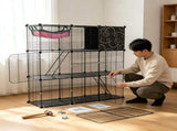 3Tier Wire Cat Playpen Cage, Modular Pet House with Hammock, Toy Ball, 3 Doors & 2 Ladders, for 59844447