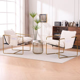 2 Chairs in 1 Box, Upholstered Hanging Armchair with Arm PocketsMetal frame, gold-plated W1901P147316