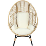 ZUN Patio PE Wicker Egg Chair Model 4 with Natural Color Rattan Beige Cushion and Side Table 63506051