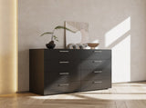 8 Drawer Double Dresser for Bedroom, Wide Storage Cabinet for Living Room Home Entryway, Black 98134933