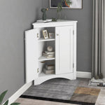 ZUN White Triangle Bathroom Storage Cabinet with Adjustable Shelves, Freestanding Floor Cabinet for Home WF291467AAK