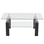 ZUN Arc Shaped Two Tiers Tempered Glass Coffee Table 58251189