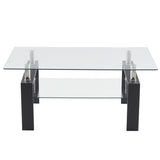 ZUN Arc Shaped Two Tiers Tempered Glass Coffee Table 58251189