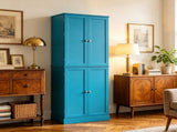 65 Inch Pantry Storage Cabinet Blue 4 Doors 84814216