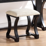 Unique Modern Bedroom Vanity w Stool Foldable Mirror Drawers Black Color MDF Veneer 1pc Vanity B011P354536