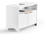 White particleboard with melamine veneer, grille thermoformed, two-door, one-shelf bathroom vanity 51480492