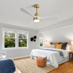 ZUN 48 Inch Wood Ceiling Fan With 3 Solid Wood Blades Remote Control Reversible DC Motor For Living Room W882P195902