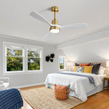 ZUN 48 Inch Wood Ceiling Fan With 3 Solid Wood Blades Remote Control Reversible DC Motor For Living Room W882P195902