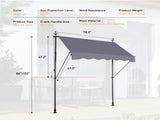 Manual Retractable Awning-78'' Non-Screw Outdoor Sun Shade Cover with UV Protection 100% Polyester 69077499