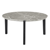 ZUN Living Room Coffee Table: Modern and stylish 36 inch round small coffee table, imitation marble W1781P178604