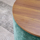 2-Piece Set Round Chenille Storage Ottoman, Equipped with a Drum Shaped Small Stool, Storage Space, W487P179603