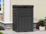38 Gallon Outdoor Trash Can, Waterproof Resin Garbage Bin with Lid & Drip Tray for Porch Backyard 29856057