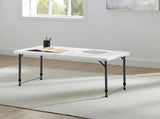 4 Foot Adjustable Height Folding Plastic Table, White 85528230
