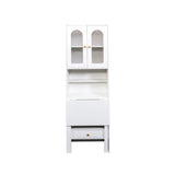 Fold-Out Convertible Writing Table, Desk Cabinet with shelf and drawer Multi-Function Home Office W331P256909