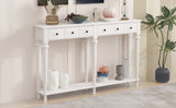 TREXM Retro Console Table with 4 Drawers and Open Shelf, perfect for Entryways, Living Rooms, and N715P202860K