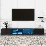 ZUN ON-TREND Modern APP Controlled LED TV Stand for TVs Up to 105'', Faux Marble Tabletop Media Console N721P171537B