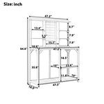 ZUN TOPMAX 64.6" Large Outdoor Potting Bench, Garden Potting Table, Wood Workstation with 6-Tier WF297927AAF