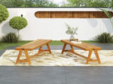 Outdoor Dining Benches , Contemporary Acacia Wood Patio Bench with Teak Finish N770P358871T
