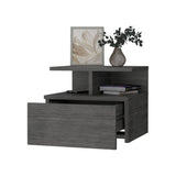 ZUN Augusta Floating Nightstand with 2-Tier Shelf and 1-Drawer B128P176117