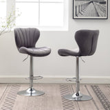 Ellston Upholstered Adjustable Swivel Barstools in Gray, Set of 2 T2574P165084