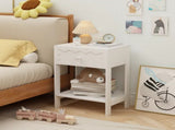 White Nightstand with Drawer and Open Shelf,Modern Solid Wood Bedside Table,End Table for Bedroom, 77074668