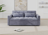 Corduroy Double Sleeper Sofa With Pull-Out Bed, 2 Pillows & Side Storage Pocket 33207990