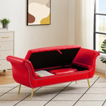 ZUN Red, PU Leather, Metal Feet Upholstered Ottoman Bedroom Lounge Ottoman Flip Top Storage Sofa Bench 22859043