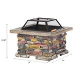 ZUN 28" Concrete Wood Burning Outdoor Fire Pit Table with Lid - Natural Gray 13447632