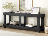 U_Style 62.9" Vintage Entryway Table - Fir Solid Wood with Natural Grain, 6 Reinforced Legs & 4.5" N711P289135B