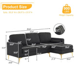 218*141*87cm Burlap Diamond Electroplated Gold Trident Legs Three Seats With Footstool Indoor 68589362