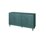 63'' Large Storage Cabinet Metal Handle, Carved Flower Doors, Wooden Mordern Sideboard Console W1445P251889