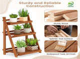 Acacia Wood 3-Tier Ladder Plant Stand, Foldable Indoor Outdoor Display Rack 15875335