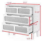 ZUN 3 drawer dresser, modern rattan dresser cabinet with wide drawers and metal handles, farmhouse 38930634