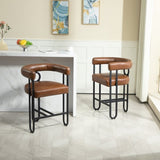 ZUN House Hold Bar Set of 1, Modern Bar Stool with Back, Black Metal Frames, Upholstered Bar W1588P207629