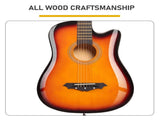 Sunset color 38-inch Acoustic Guitar with Picks, Strings, Capo, Case, Tuner, and Strap 82792683