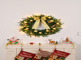 24in Pre-lit Battery Powered Christmas Wreath with Remote, Lighted Artificial Xmas Wreath with 50 01478929