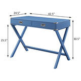 ZUN Blue Writing Desk with 2 Drawers B062P184550