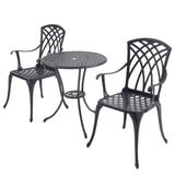 ZUN 3 Piece Bistro Table Set Cast Aluminum Outdoor Patio Furniture with Umbrella Hole Patio Balcony, W2505P151717