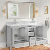 60 in Undermount Double Sinks Bathroom Storage Cabinet with Carrara Natural Marble Top W1059P170420