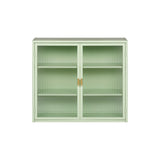 27.56"Glass Doors Modern Two-door Wall Cabinet with Featuring Three-tier Storage for Entryway Living W757119325