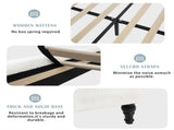 King Size Bed Frame with 55.5"High Back Upholstered Headboard,Boucle Fabric,12 Slat W1716P335678
