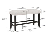 ZUN 1pc Farmhouse Contemporary Counter Height Black Finish Gray Fabric Upholstered Bench Wooden Dining B011P145255