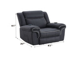 Domana Dark Blue Polished Microfiber Power Nirion Recliner with Lift, Heating& Massage Chair B2726P242436