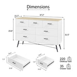 ZUN 7 Drawer Dresser for Bedroom with Deep Drawers, Wood & Chest of Drawers, Modern White Long W1820P152746